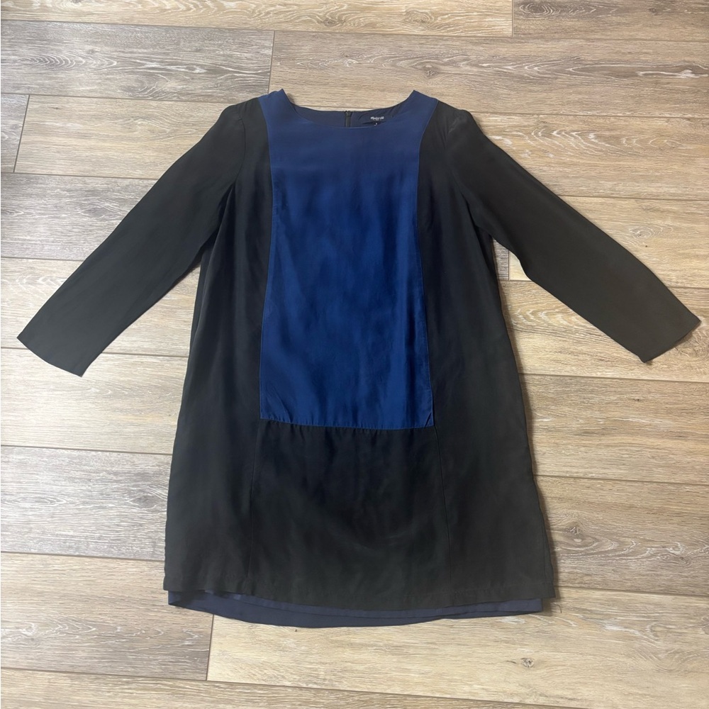 Madewell Centerpiece Dress Sz S Colorblock Silk Blend Preppy Office Mod Party